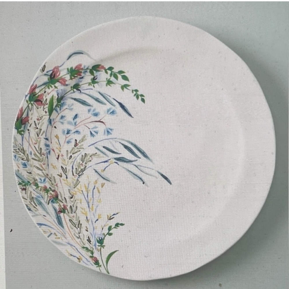 Set of 6 Anthropologie Printemps Dinner Plates Stoneware Spring Flowers Floral
